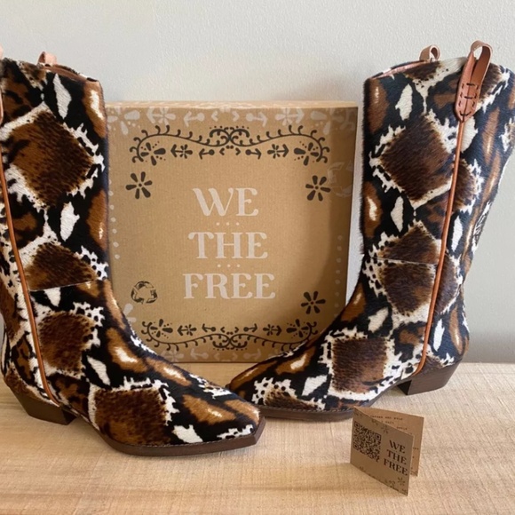 Free People We the Free Dagget Western Montage Ocelot Hair on Boots Size 37 - Picture 14 of 16